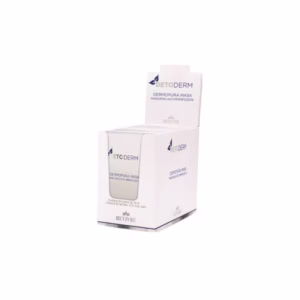 Adstrigentna in čistilna maska Dermopura Mask bogatena z jojobinim oljem, sivko, rožmarinom in žajbljem. Pakirano v vrečkah.